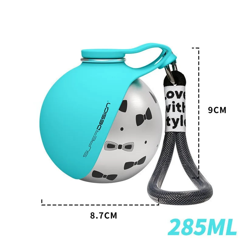 Stainless Steel Dog Water Bottle, No-Spill Travel Bowl for Walking & Hiking
