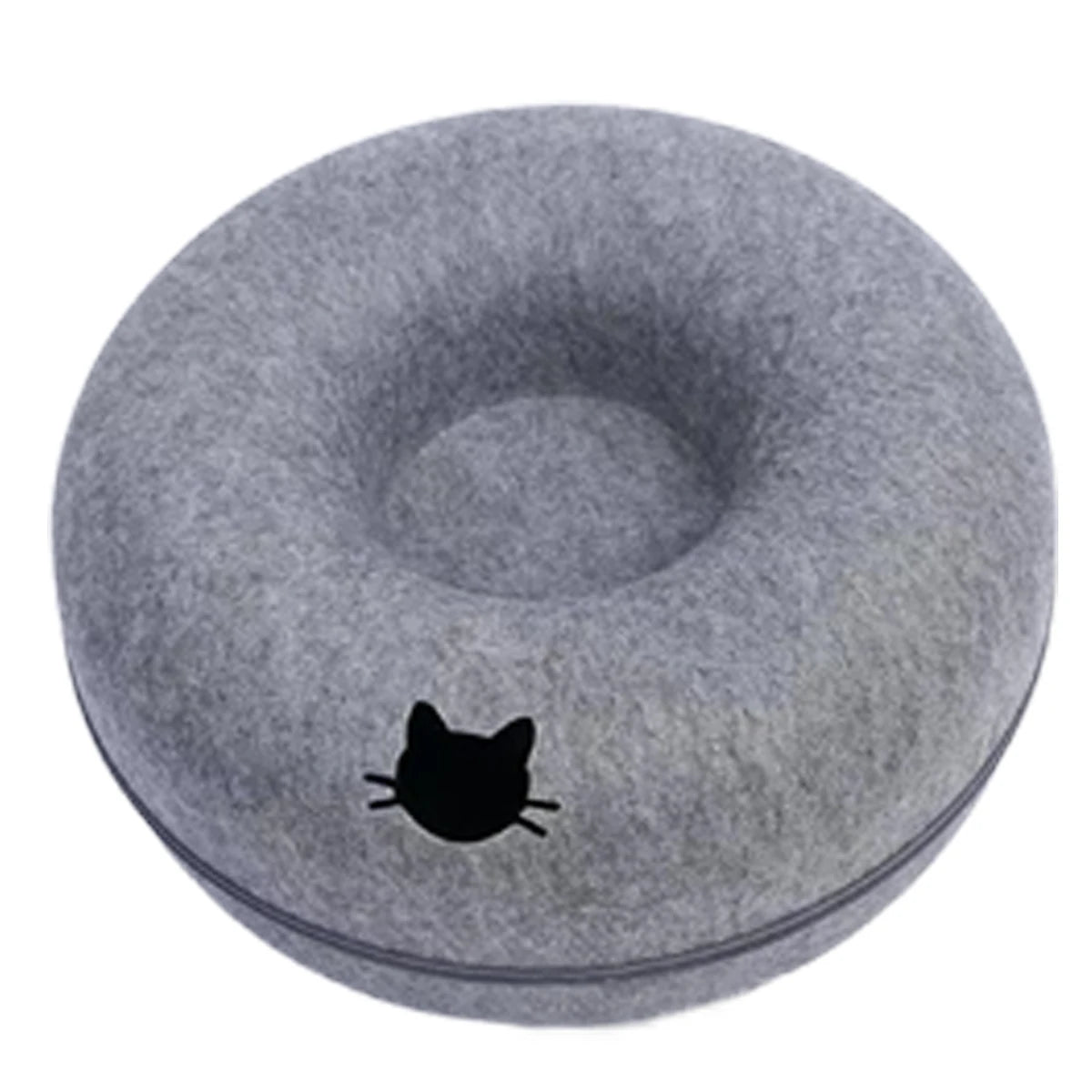 Round Cat Tunnel Bed, Felt Donut Nest & Scratcher for Kittens