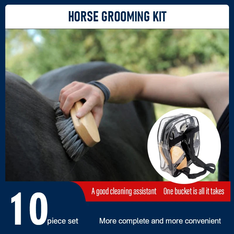 Professional Horse Grooming Kit – 10-Piece Complete Stable Cleaning & Care Tool Set
