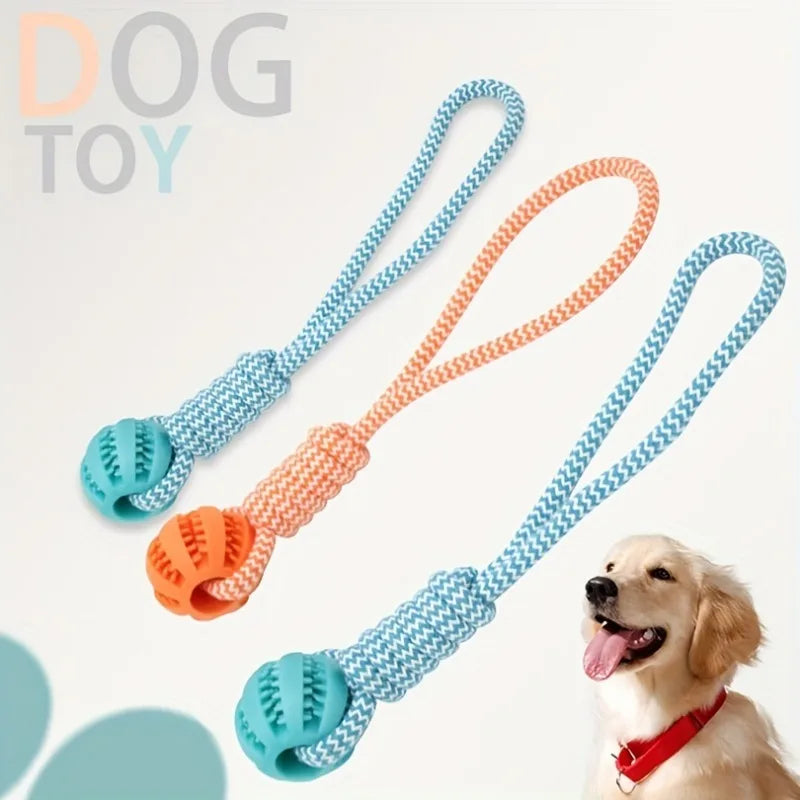 Interactive Dog Toy for Large Breeds – Tug Rope with Treat Dispenser Ball & Dental Chew