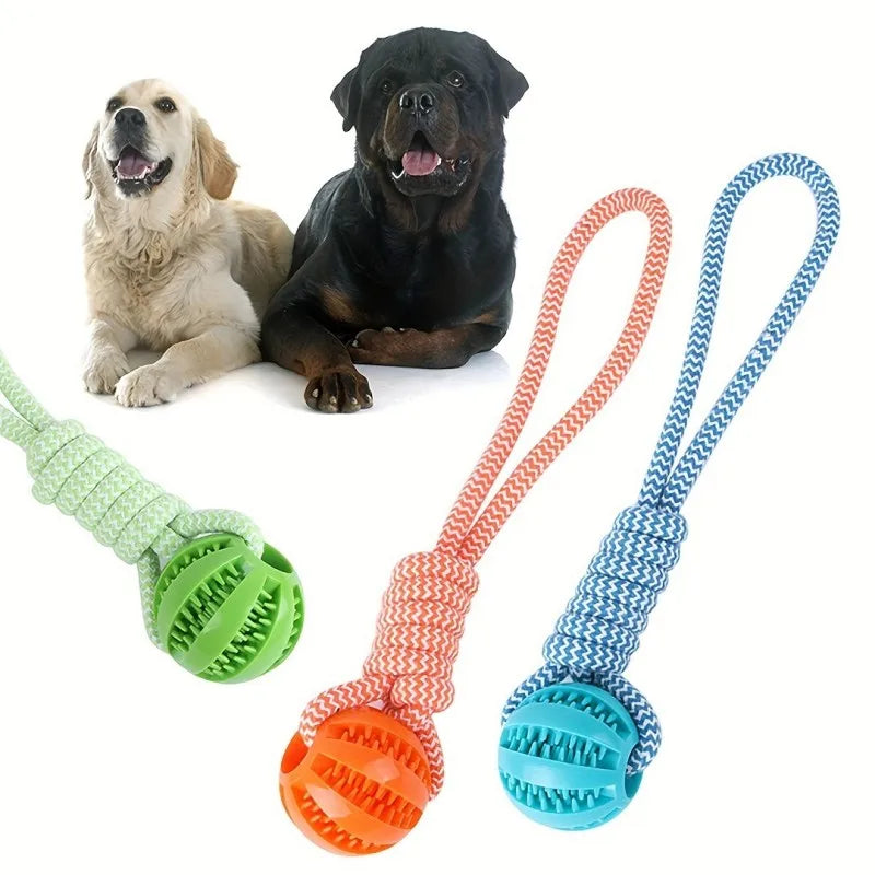 Interactive Dog Toy for Large Breeds – Tug Rope with Treat Dispenser Ball & Dental Chew