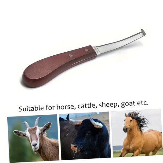 Double-Edge Horse Hoof Trimming Knife – Stainless Steel Farrier Tool with Wooden Handle