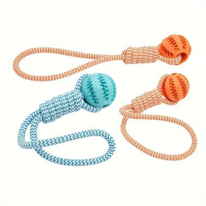 Interactive Dog Toy for Large Breeds – Tug Rope with Treat Dispenser Ball & Dental Chew