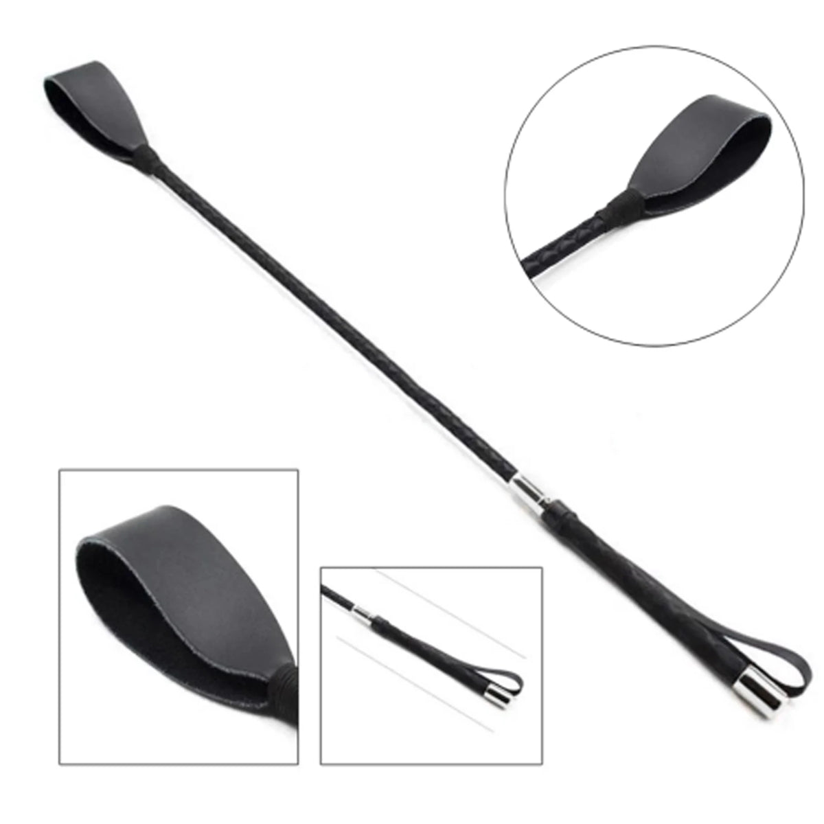 Premium Leather Horse Riding Crop – Equestrian Training Whip with Double Slapper