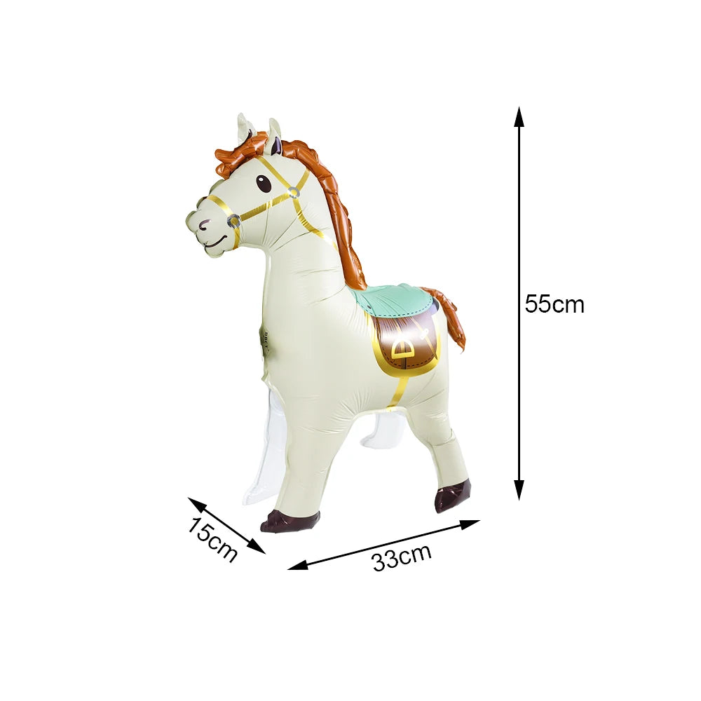 Horse Balloon Set, 30-Inch Horse-Shaped Balloons, 40-Inch Number Balloon and Star Balloons, Horse Racing-Themed Birthday Party Decorations