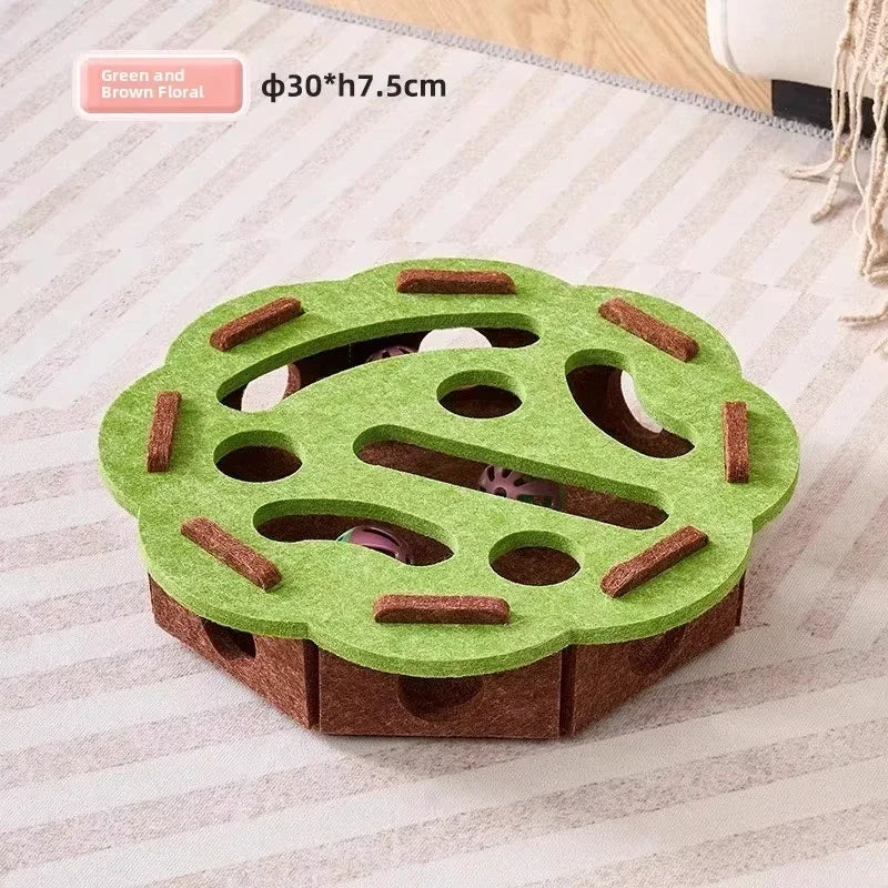 Cat Puzzle Toy Felt Box – Interactive Indoor Hunting & Exercise Toy with Ball for Cats