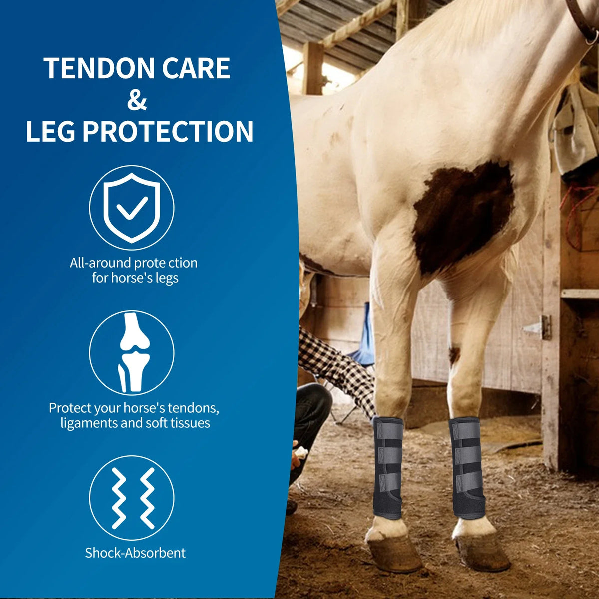 4-Piece Horse Leg Boots, Adjustable Front & Hind Leg Protection, Tendon Guards for Impact and Collision Protection, Equestrian Riding Equipment