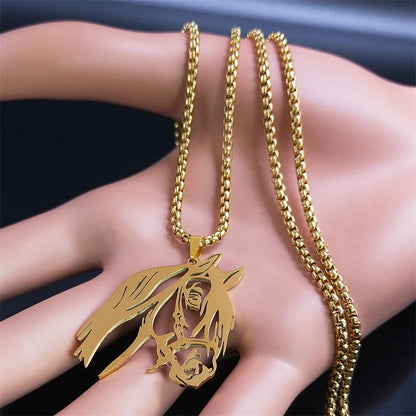 Horse Head Pendant Necklace – Stainless Steel Animal Jewelry for Women & Men (N2026)