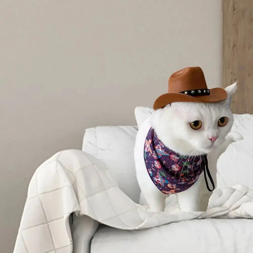 Adjustable Cowboy Hat for Dogs & Cats, Funny Summer Pet Headwear