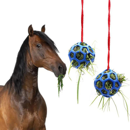Horse Treat Ball & Hanging Hay Feeder, Foraging Toy for Stress Relief