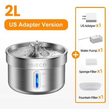 Stainless Steel Automatic Pet Water Fountain, Smart Cat & Dog Drinking Dispenser
