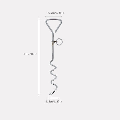 Stainless Steel Dog Tie-Out Stake – Ground Anchor Spike with Steel Cable Leash