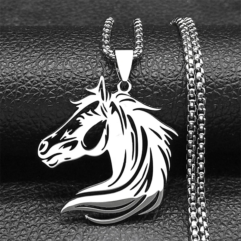 Horse Head Pendant Necklace – Stainless Steel Animal Jewelry for Women & Men (N2026)