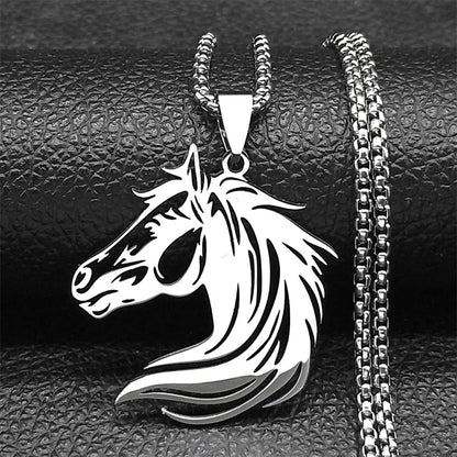 Horse Head Pendant Necklace – Stainless Steel Animal Jewelry for Women & Men (N2026)