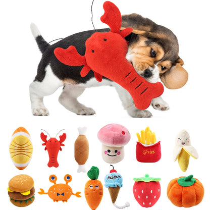 Cute Plush Squeaky Dog Toy, Cartoon Fruit Animal Chew Toy, Interactive Puzzle Toy for Dogs and Cats