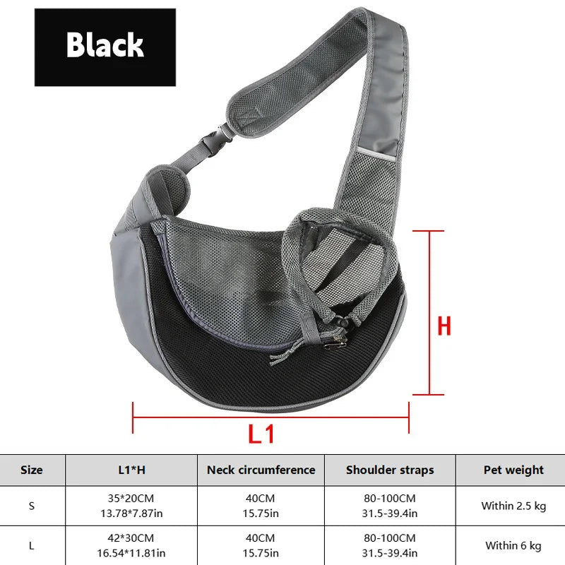 Dog & Cat Sling Carrier, Breathable Mesh Crossbody Backpack for Hiking & Travel