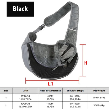Dog Sling Carrier Backpack – Breathable Mesh Crossbody Travel Bag for Puppies & Cats