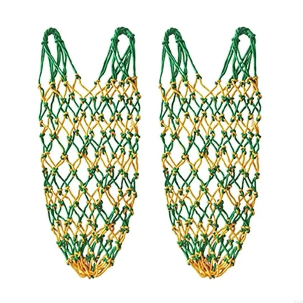 2-Piece Horse Slow-Feed Hay Net, 40-Inch Large-Capacity Hanging Hay Feeder Bag, Polyester Hay Bag for Horses, Equestrian Stable Accessory