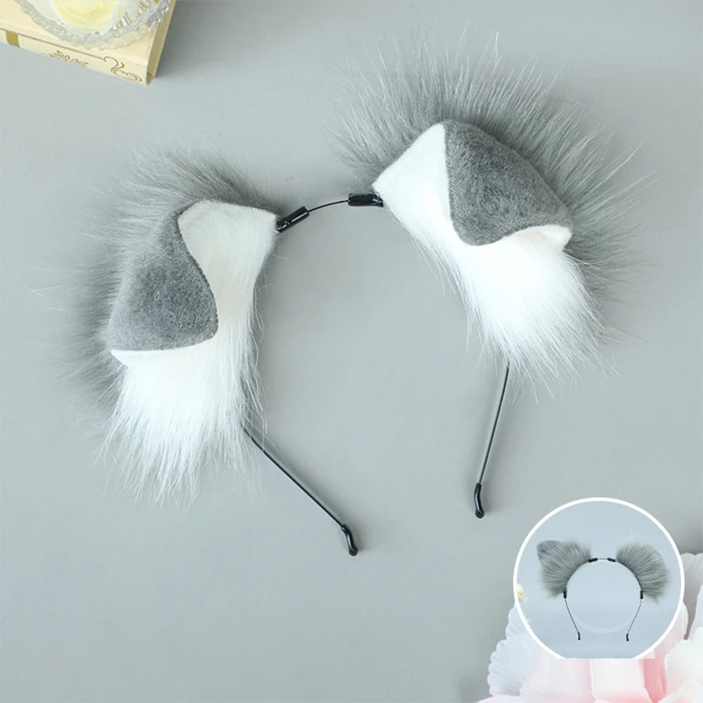 Halloween Dog Ear & Tail Costume Set, Plush Animal Cosplay Accessories