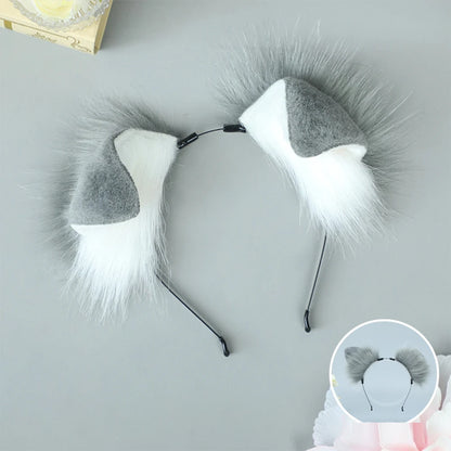 Halloween Dog Ear & Tail Costume Set, Plush Animal Cosplay Accessories