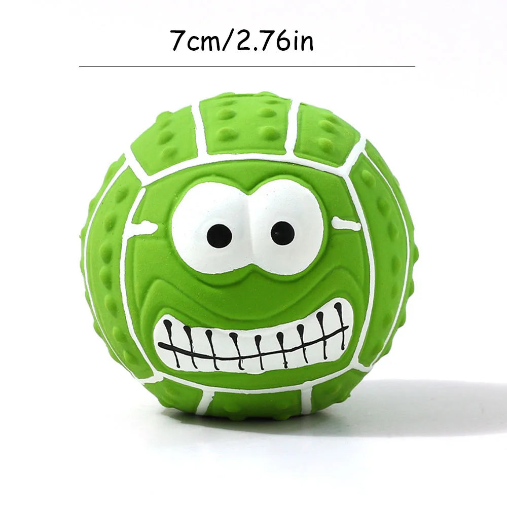 Smiley Face Latex Squeaky Toy - Pet Chew Ball for Dogs, Helps with Teeth Cleaning & Grinding, Durable Latex Material,