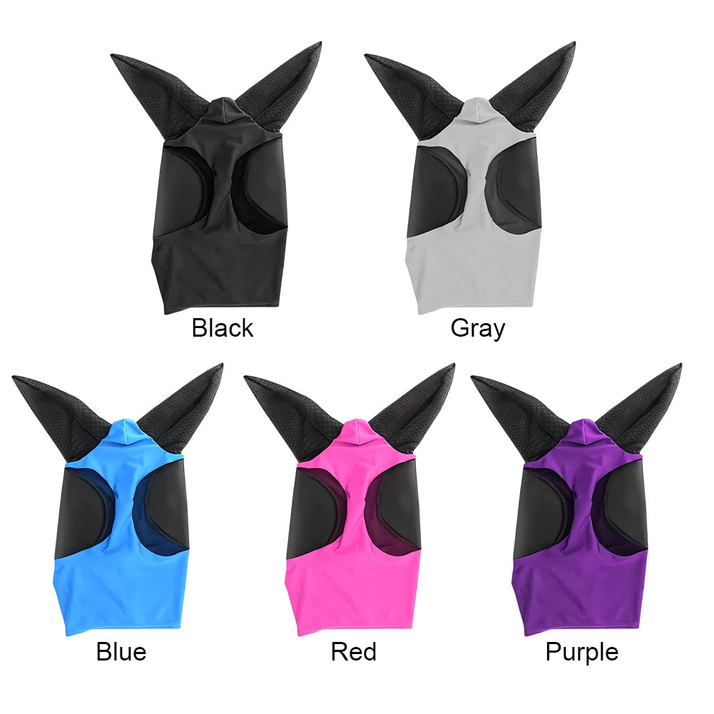 Stretchy Mesh Horse Fly Mask, Breathable Anti-Mosquito Ear Protection