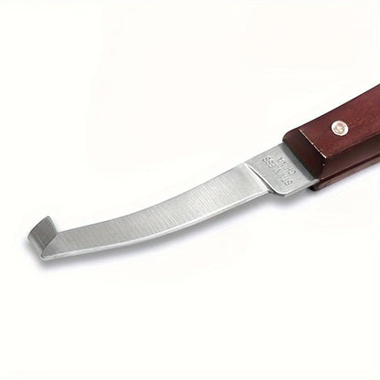 Double-Edge Horse Hoof Trimming Knife – Stainless Steel Farrier Tool with Wooden Handle