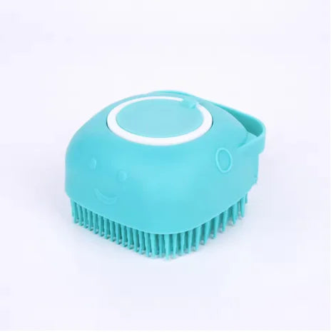 2-In-1 Silicone Pet Bath Brush with Shampoo Dispenser – Gentle Massage Grooming Tool