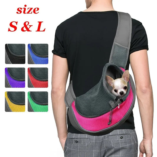 Dog Sling Carrier Backpack – Breathable Mesh Crossbody Travel Bag for Puppies & Cats