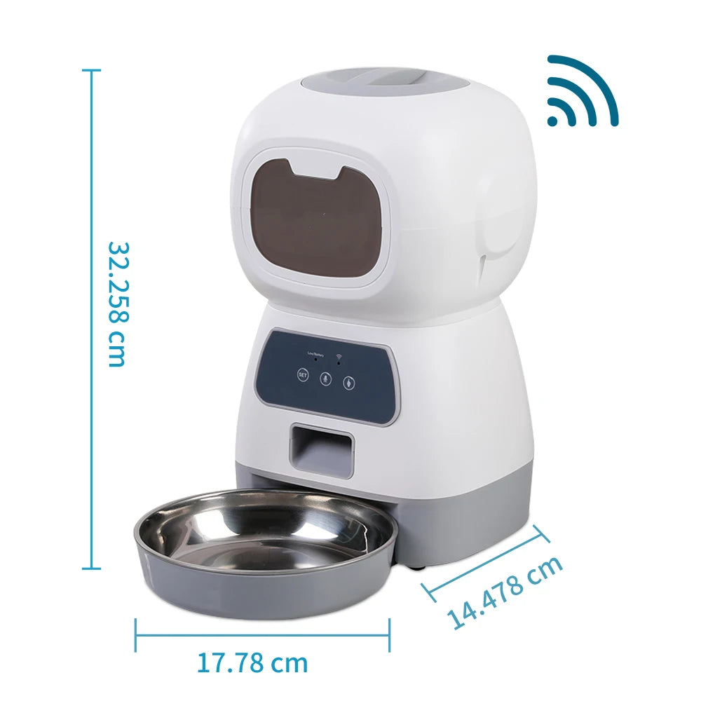 3.5L WiFi Smart Automatic Pet Feeder – Timed Slow Feeder with Voice Recorder for Cats & Dogs