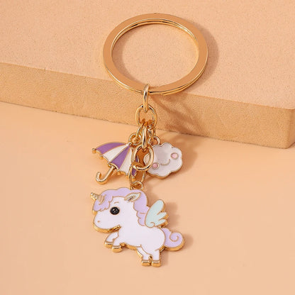 Enamel Horse Unicorn Keychain, Cute Animal Key Ring Pendant, Car Key Holder, Handbag Accessory, DIY Jewelry Gift for Women and Girls