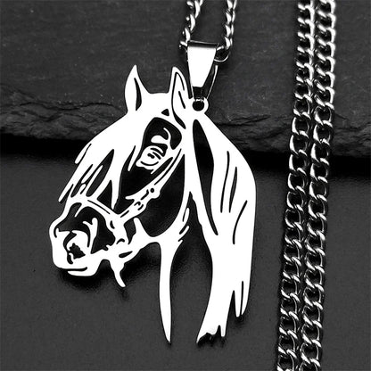 Horse Head Pendant Necklace – Stainless Steel Animal Jewelry for Women & Men (N2026)