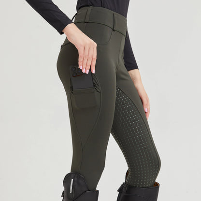 Women’s Silicone Grip Equestrian Riding Pants, Quick-Dry Stretch Sports Tights