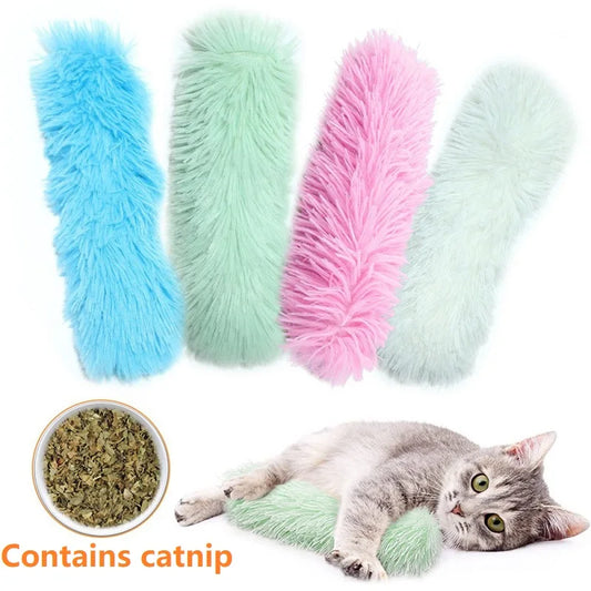 Catnip Plush Cat Chew Toy – Interactive Bite Strip Pillow Teaser for Cats (MWJ07)