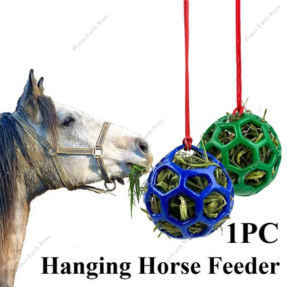 Horse Treat Ball Hay Feeder – Hanging Feeding Dispenser for Horses, Sheep & Tortoises, Stress Relief & Foraging Toy