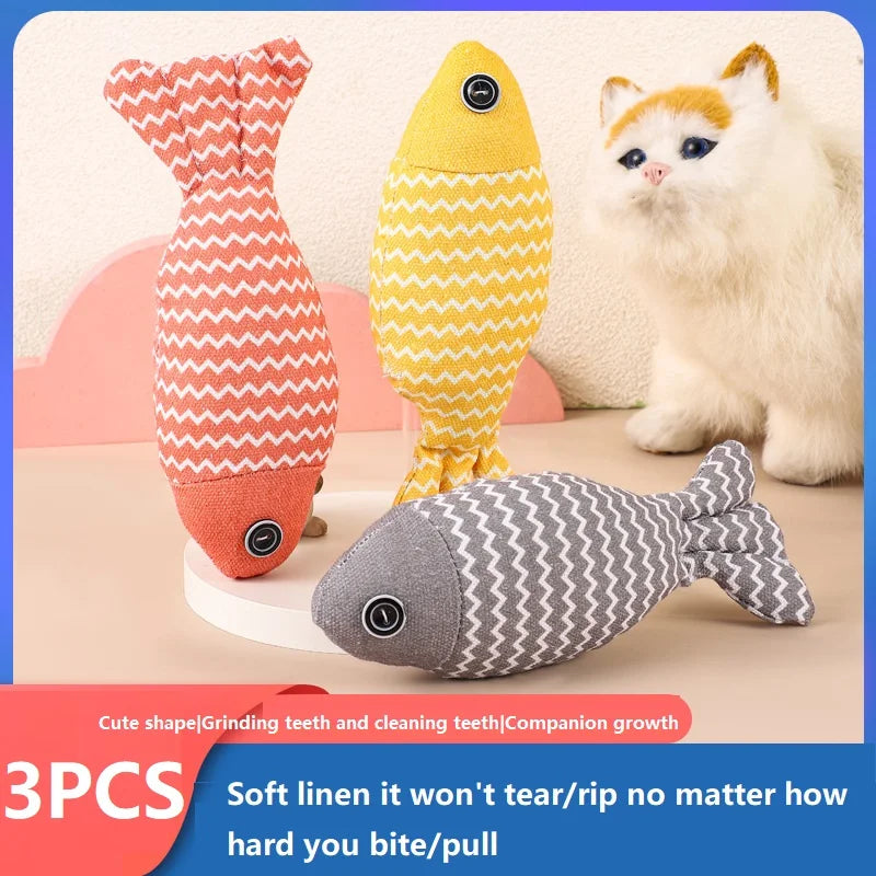3-Pack Fish Catnip Toys – Interactive Cat Chew & Kicker Toys for Indoor Cats