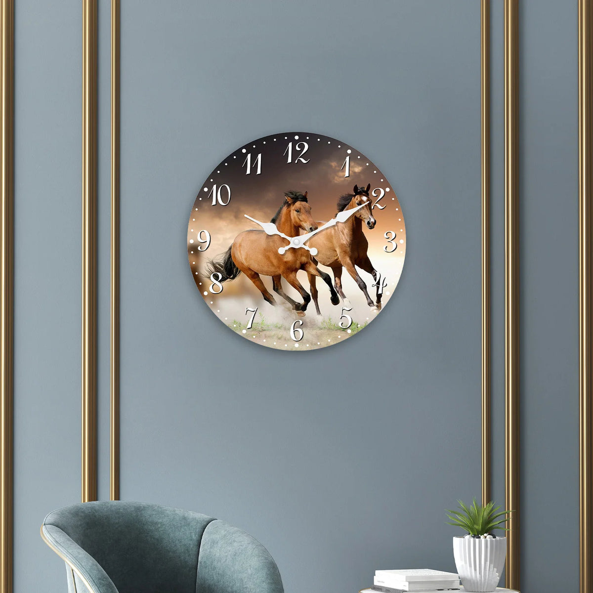 Personalized Horse Wooden Wall Clock – Silent Quartz Home Decor for Living Room, Bedroom & Kitchen (10–16 Inch)