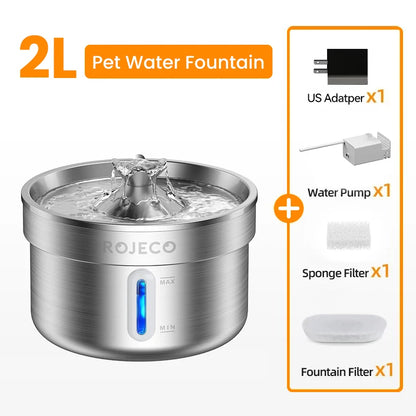 Stainless Steel Automatic Pet Water Fountain, Smart Cat & Dog Drinking Dispenser