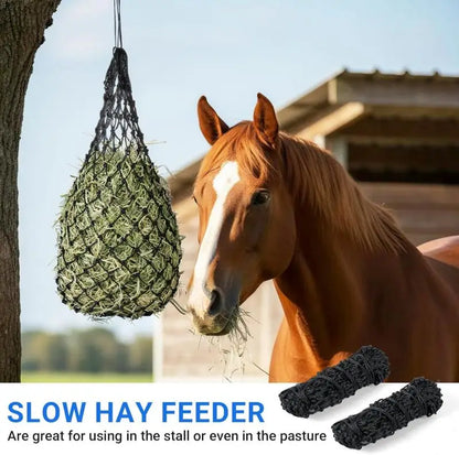 2 Pack Heavy-Duty Horse Hay Net Bags – 2" Hole Slow Feeder with Adjustable Drawstring