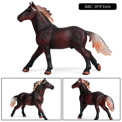 Oenux Realistic Horse Figurine, Forest Wild Steed Farm Animal Model, PVC Action Figure Toy, Haflinger and Ferghana Horse Collectible for Kids