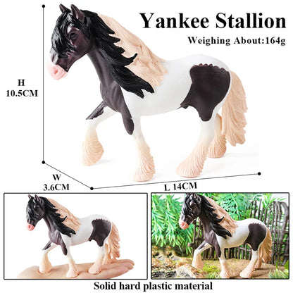 Oenux Realistic Horse Figurine, Forest Wild Steed Farm Animal Model, PVC Action Figure Toy, Haflinger and Ferghana Horse Collectible for Kids