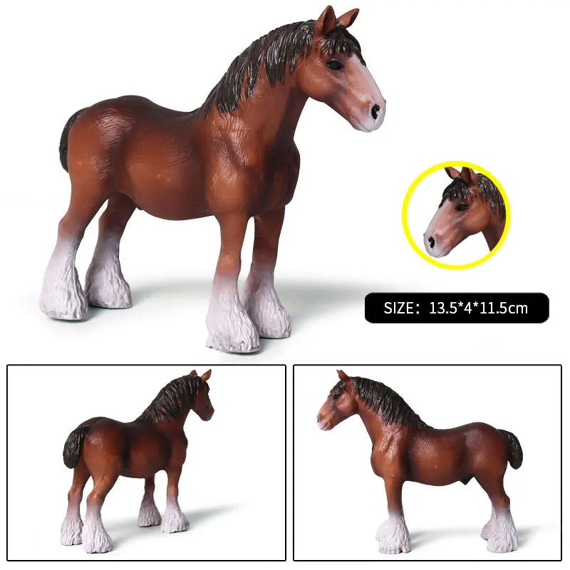 Oenux Realistic Horse Figurine, Forest Wild Steed Farm Animal Model, PVC Action Figure Toy, Haflinger and Ferghana Horse Collectible for Kids