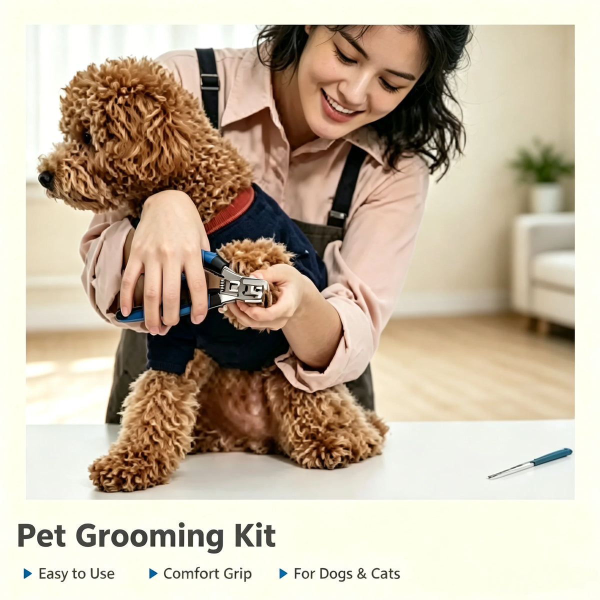 Pet Grooming & Cleaning Kit – Nail Clippers, Detangling Comb, Nail File & Essential Grooming Tools for Cats & Dogs