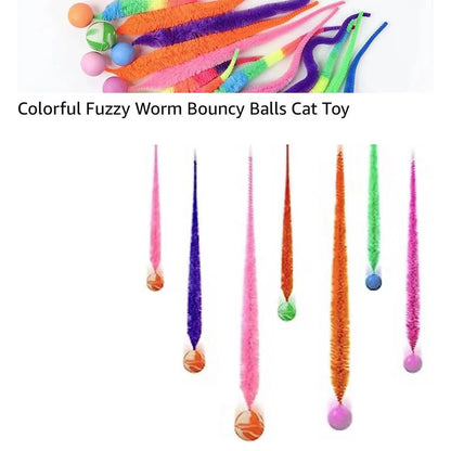 Interactive Cat Toys – Colorful Bouncing Ball, Puzzle Teaser, and Elastic Caterpillar Worm Toy for Indoor Cats