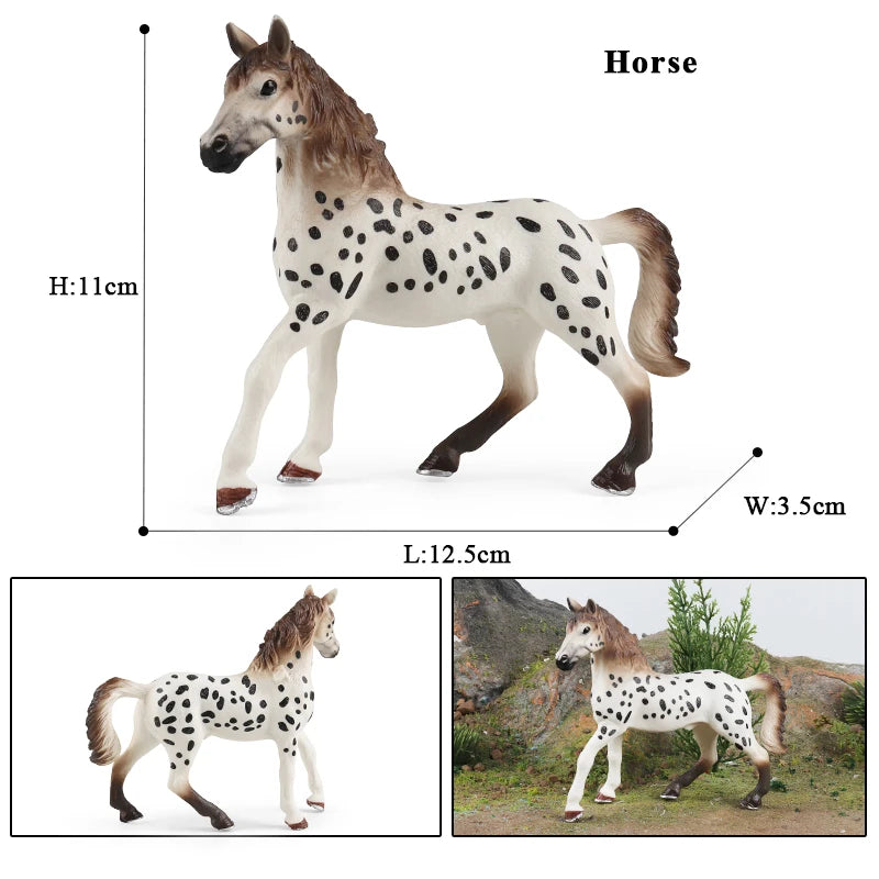 Oenux Realistic Horse Figurine, Forest Wild Steed Farm Animal Model, PVC Action Figure Toy, Haflinger and Ferghana Horse Collectible for Kids