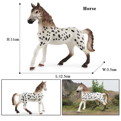Oenux Realistic Horse Figurine, Forest Wild Steed Farm Animal Model, PVC Action Figure Toy, Haflinger and Ferghana Horse Collectible for Kids