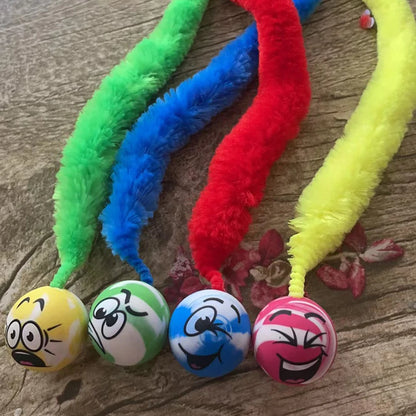 Interactive Cat Toys – Colorful Bouncing Ball, Puzzle Teaser, and Elastic Caterpillar Worm Toy for Indoor Cats