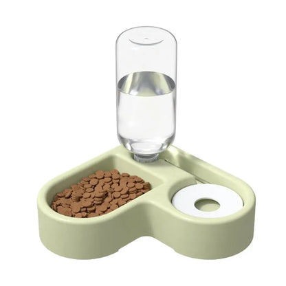 2-in-1 Automatic Pet Water Fountain & Double Bowl – Cat & Small Dog Feeding Station