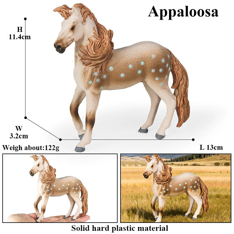 Oenux Realistic Horse Figurine, Forest Wild Steed Farm Animal Model, PVC Action Figure Toy, Haflinger and Ferghana Horse Collectible for Kids