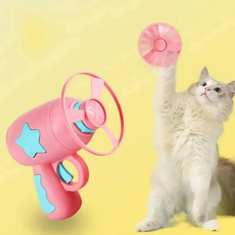 Interactive Cat Training Toy – Mini Flying Disc Launcher for Kittens, Chasing & Fetch Games, Fun Pet Exercise Toy